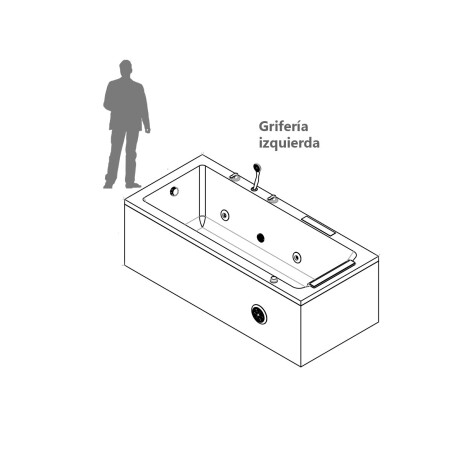 HIDROMASAJE AUTOPORTANTE 160X70 CON GRIFERIA A LA IZQUIERDA Y 6 JETS GRANDES INCLUYE 1 FRENTE DE 1.60MTS. BLANCO