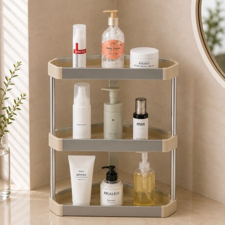 Estante Organizador Esquinero 3 Niveles de Aluminio y PP para Baño, Cocina y Tocador Estante Organizador Esquinero 3 Niveles de Aluminio y PP para Baño, Cocina y Tocador
