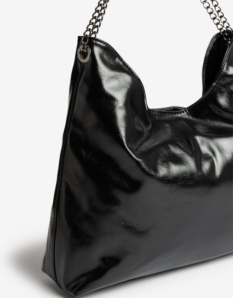 Shopper Navidad Shopper Efecto Satinado Negro - Negro