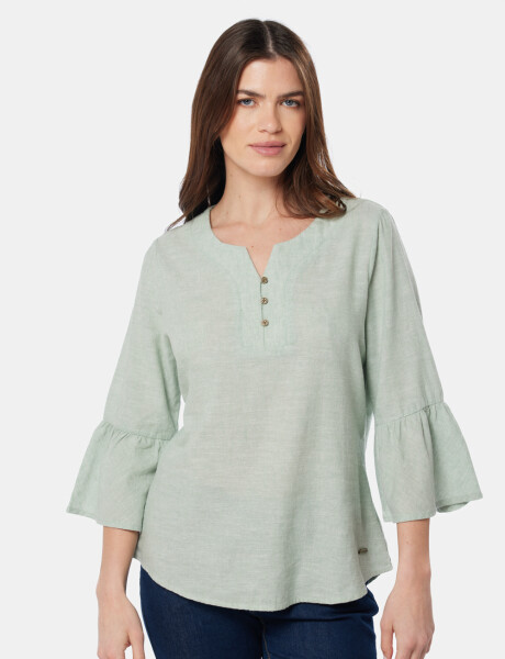 BLUSA DE LINO VOLADOS Verde