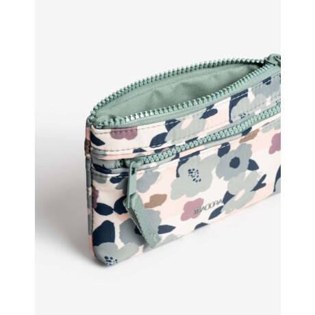 Monedero Nylon Con Bolsillo Estampado Flores
