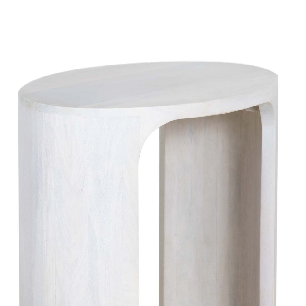 MESA AUXILIAR MADERA BLANCO OVAL