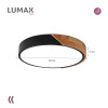Plafon Techo Lumax Led Nórdico 40cm 24W con control remoto Negro