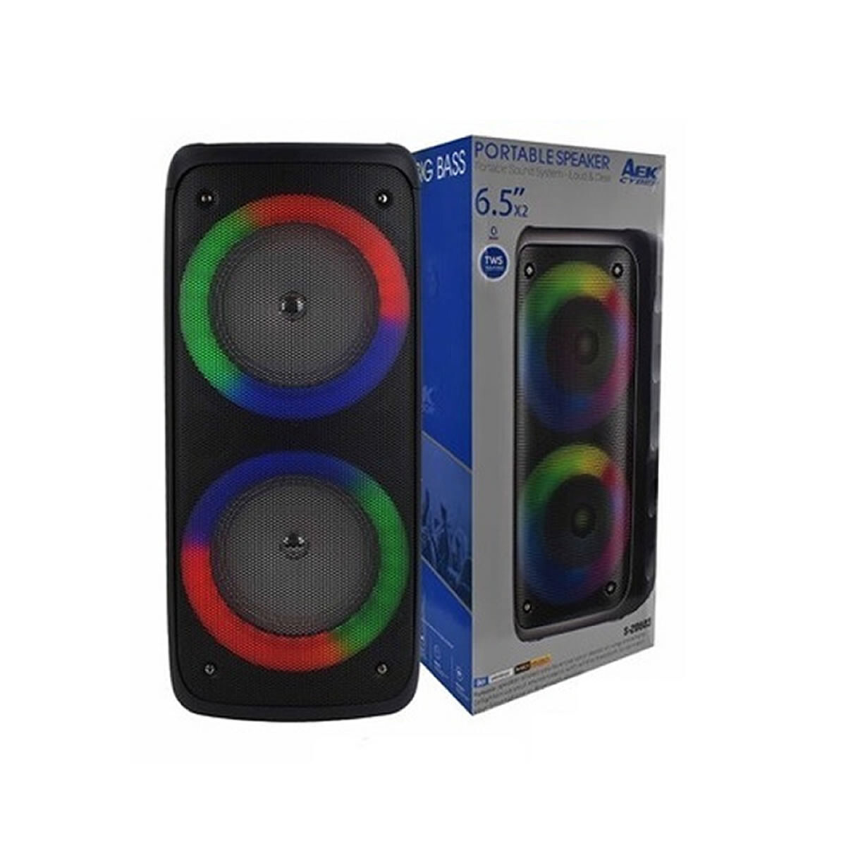 Parlante Portátil Recargable x2 6.5" Luces RGB Bluetooth 