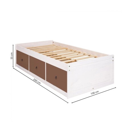 Cama 1 plaza con cajones Linea Naturale Blanco/Roble