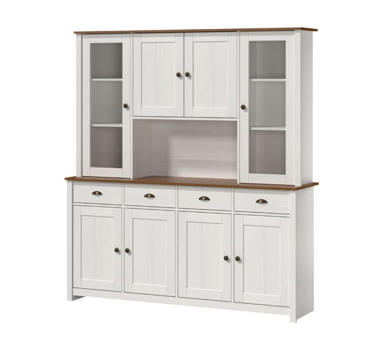Cristalero 8 Puertas 4 Cajones Li­nea Colonial - Blanco/Freijo 