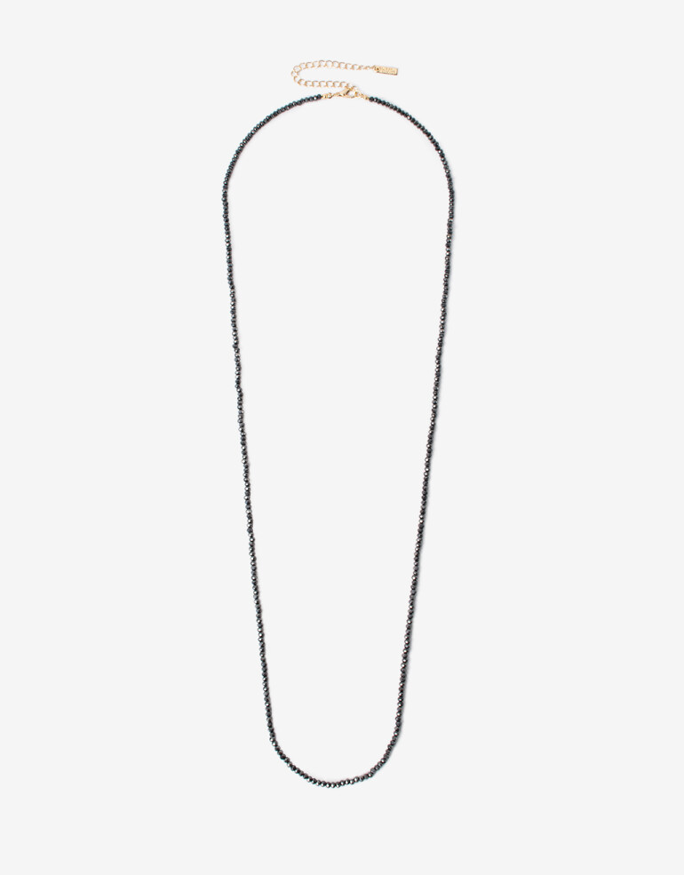 Collares Largos Color Collar Largo Beads Facetados - Negro