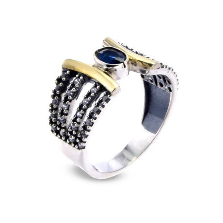 Anillo de plata 925 y double en oro 18 ktes Circonia