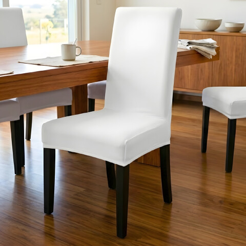 Funda Cubre Sillas Universal Comedor Elastizada Lavable X6 Color Variante Blanco