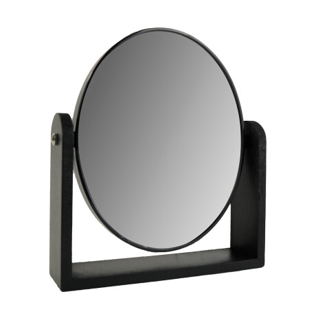 Espejo oval doble con aumento y base de madera Espejo oval doble con aumento y base de madera