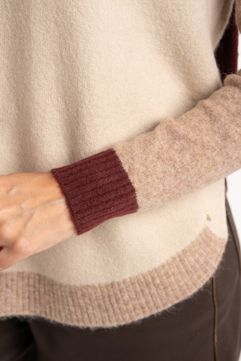 Sweater Color Block Bordeaux