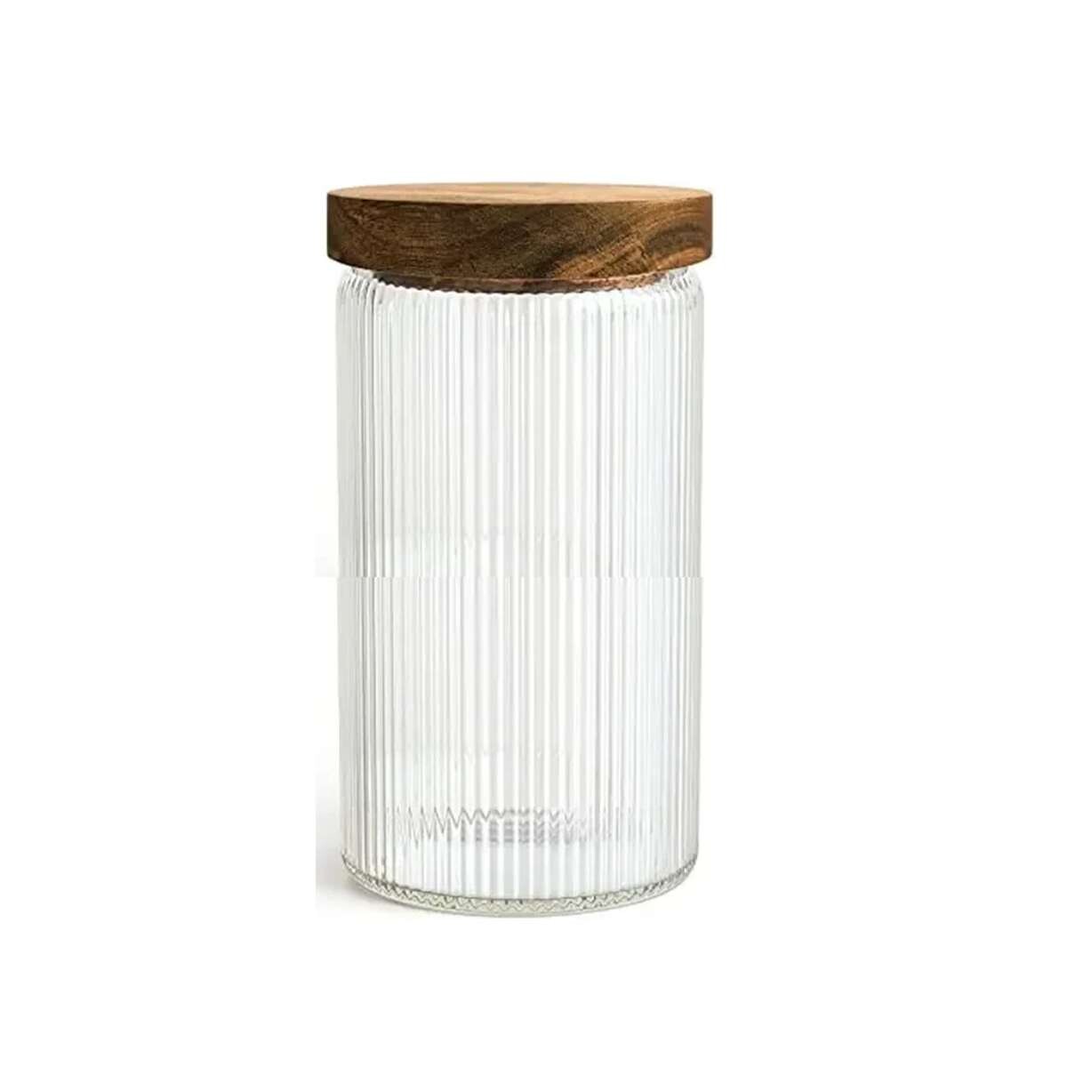Frasco de vidrio con tapa de madera - Grande 9x25cm - Sc 