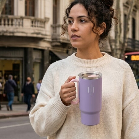 Vaso térmico de acero con tapa y asa - 560ml Violeta