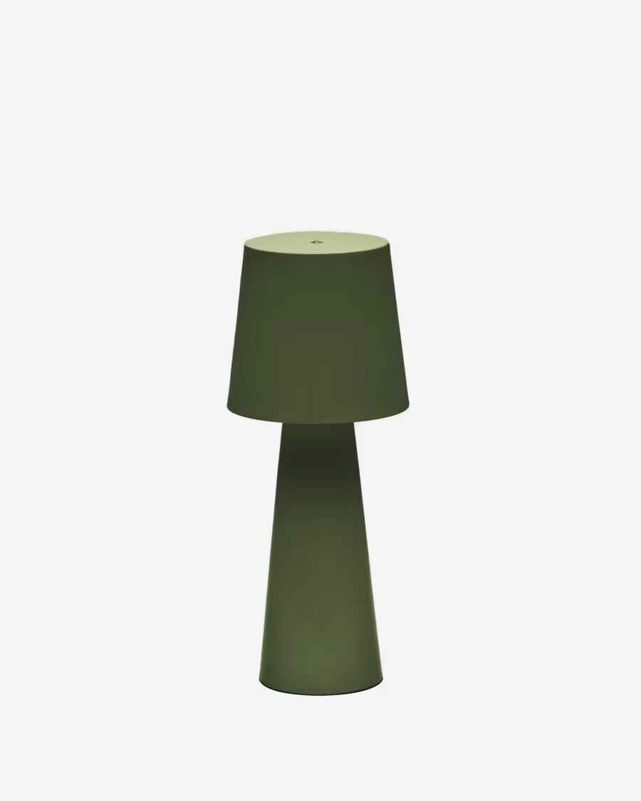 Lámpara de mesa Arenys grande de exterior de metal con acabado pintado verde