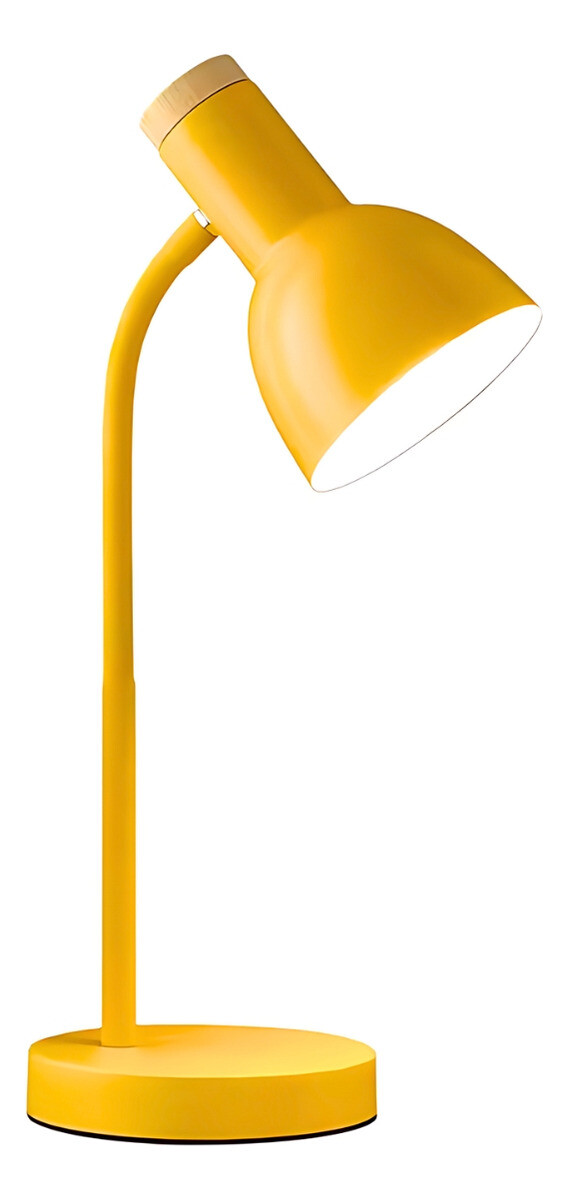 Lampara De Escritorio Portatil Nordica Con Madera Vintage - Amarillo 