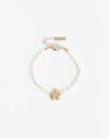 Pulseras Elásticas Perlas Pulsera Elástica Perlas Y Dije Flor - Dorado