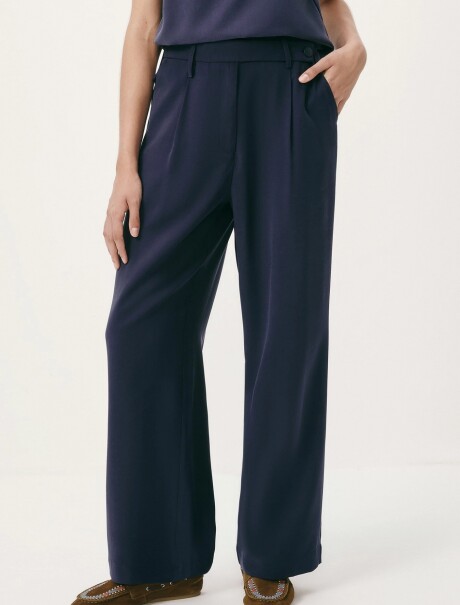 PANTALÓN RECTO DE TIRO ALTO AZUL