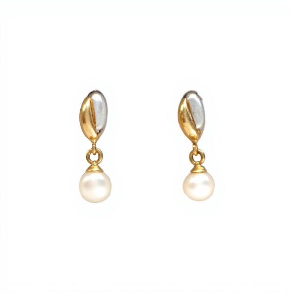 Caravanas colgante Perlas - Oro bajo - Perla de río- CA8205 conperla