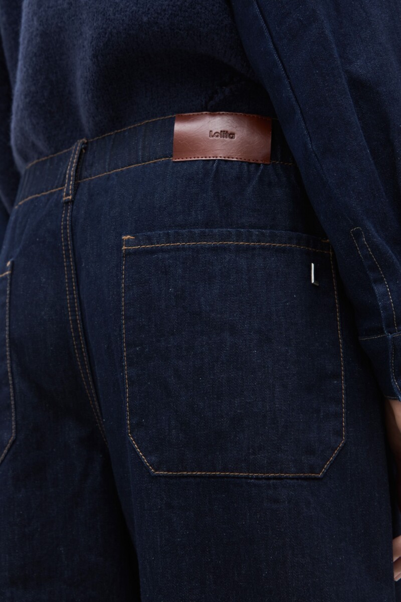 Pantalón de jean con elástico jean oscuro