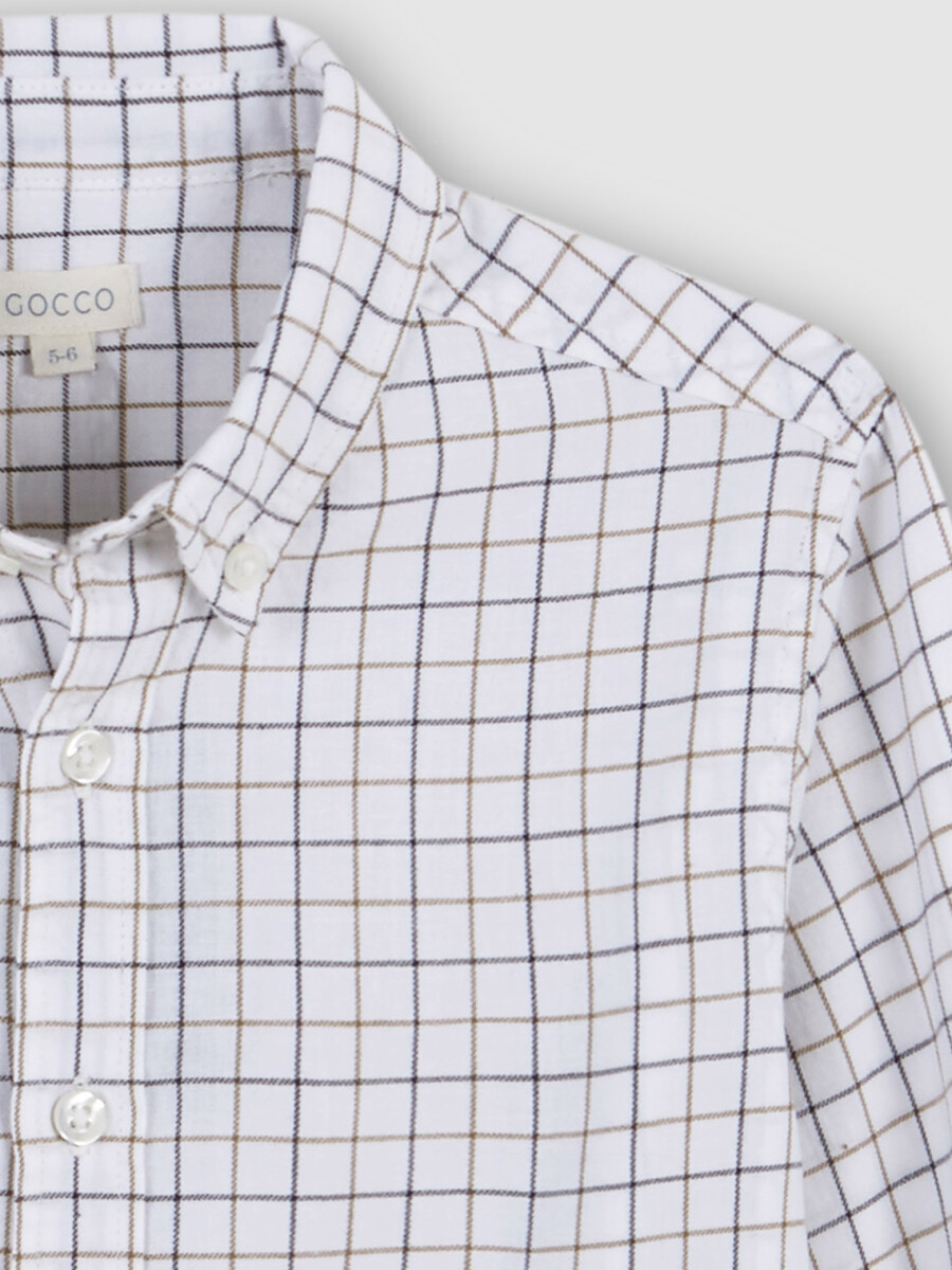 Camisa Cuadro Ventana Azul Y Gris Azul