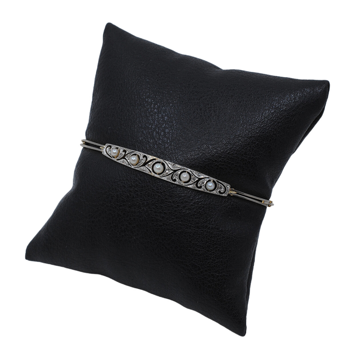 Pulsera antigua en oro 18k, perlas y diamantes 