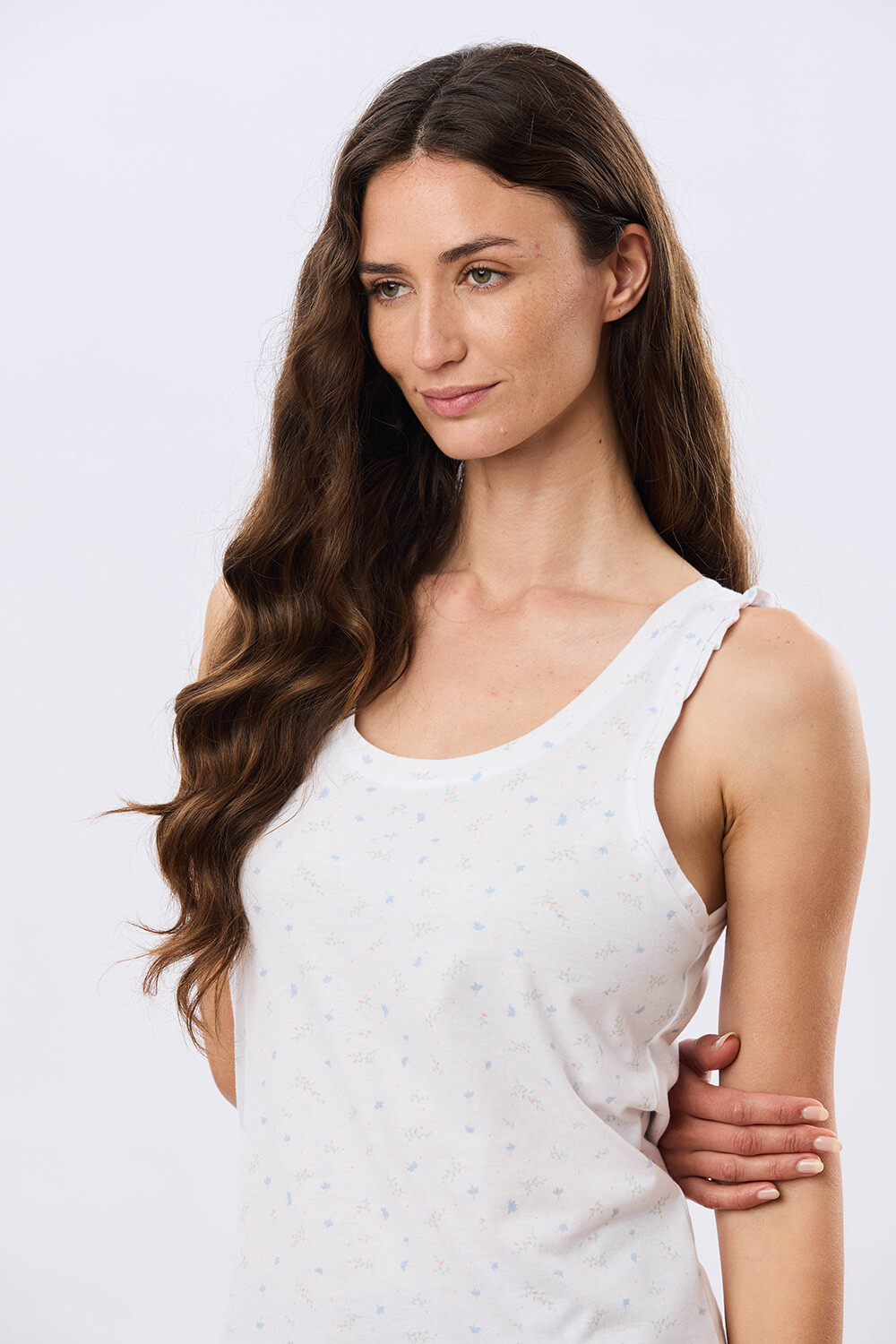 MUSCULOSA ALGODÓN CON VOLADOS Blanco