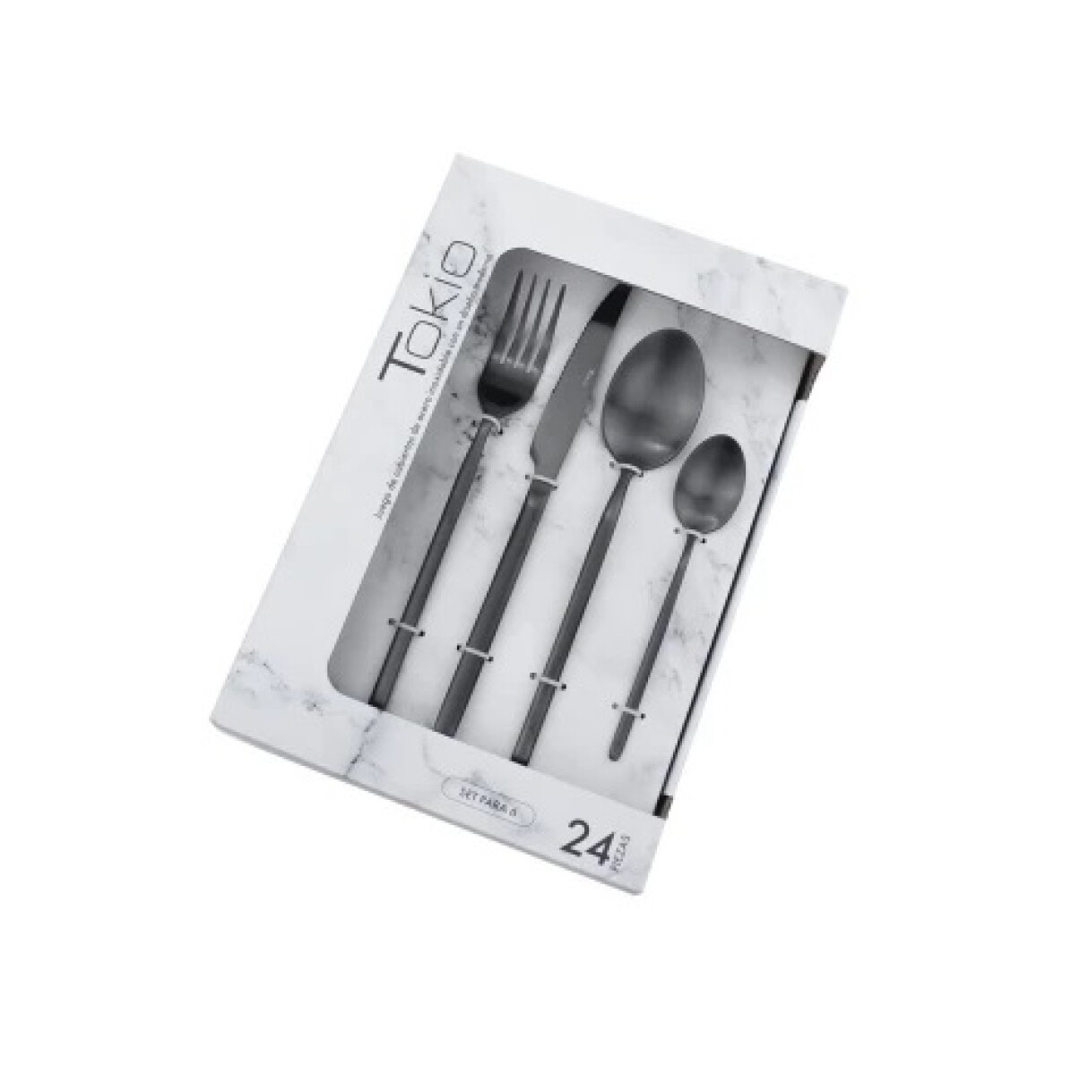 SET 24 PIEZAS CUBIERTO ACERO INOXIDABLE NEGRO TOKIO 