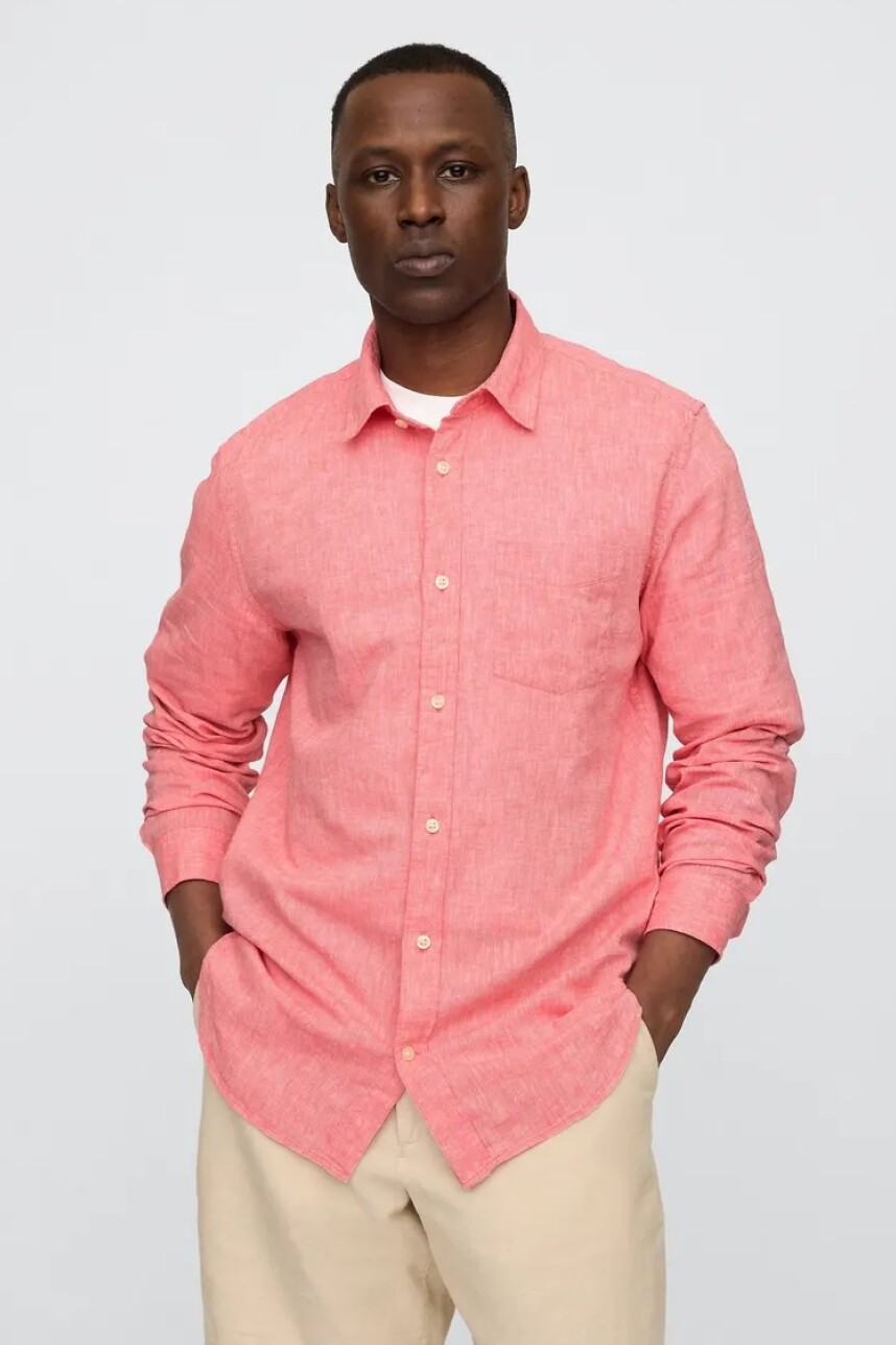 Camisa De Lino Hombre Fresh Coral