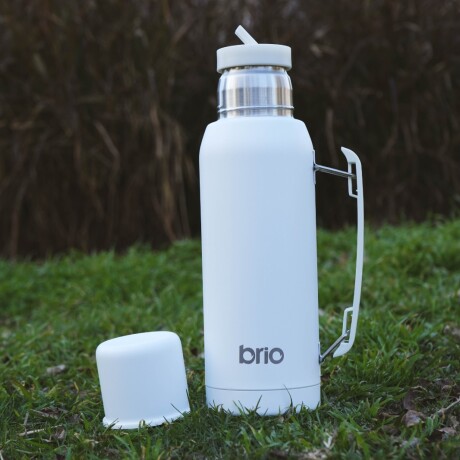 Set De Termo 1 Litro Y Mate Diseño Clásico brio Acero Inox Blanco