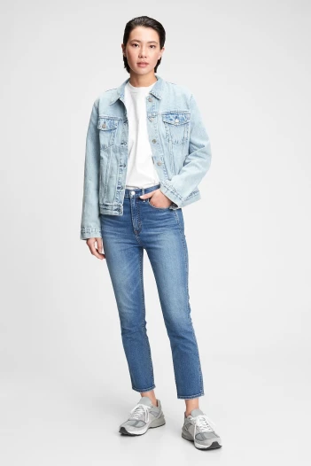 Jean Vintage Slim Tiro Alto Mujer Medium Indigo 8
