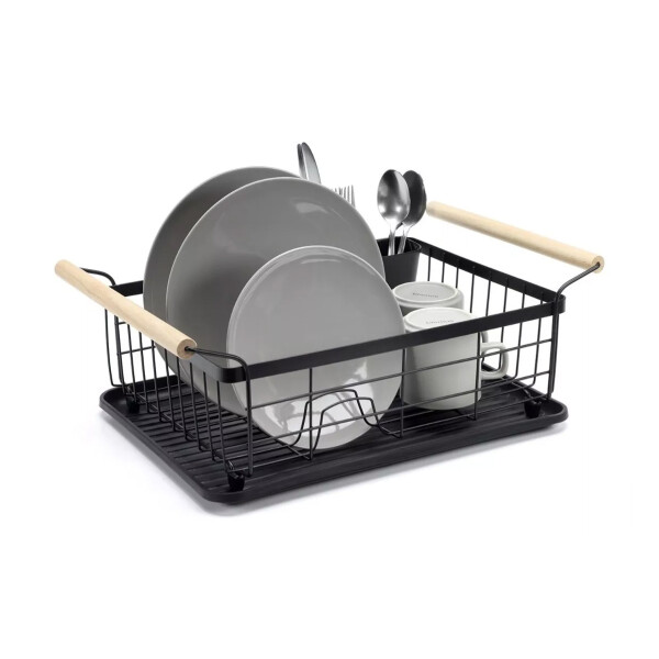 Escurridor Seca Platos Vajilla De Metal Asa De Madera Cocina Imback Color Negro Escurridor Seca Platos Vajilla De Metal Asa De Madera Cocina Imback Color Negro