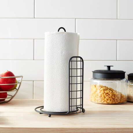 Soporte Papel De Cocina Cuadrillé Metal Negro Sc
