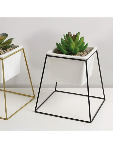 MACETA CERAMICA CUAD. 11x11x16CM BLANCO/NEGRO MACETA CERAMICA CUAD. 11x11x16CM BLANCO/NEGRO