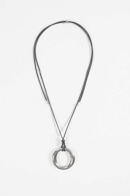 Collar cordón dije circular metal plateado
