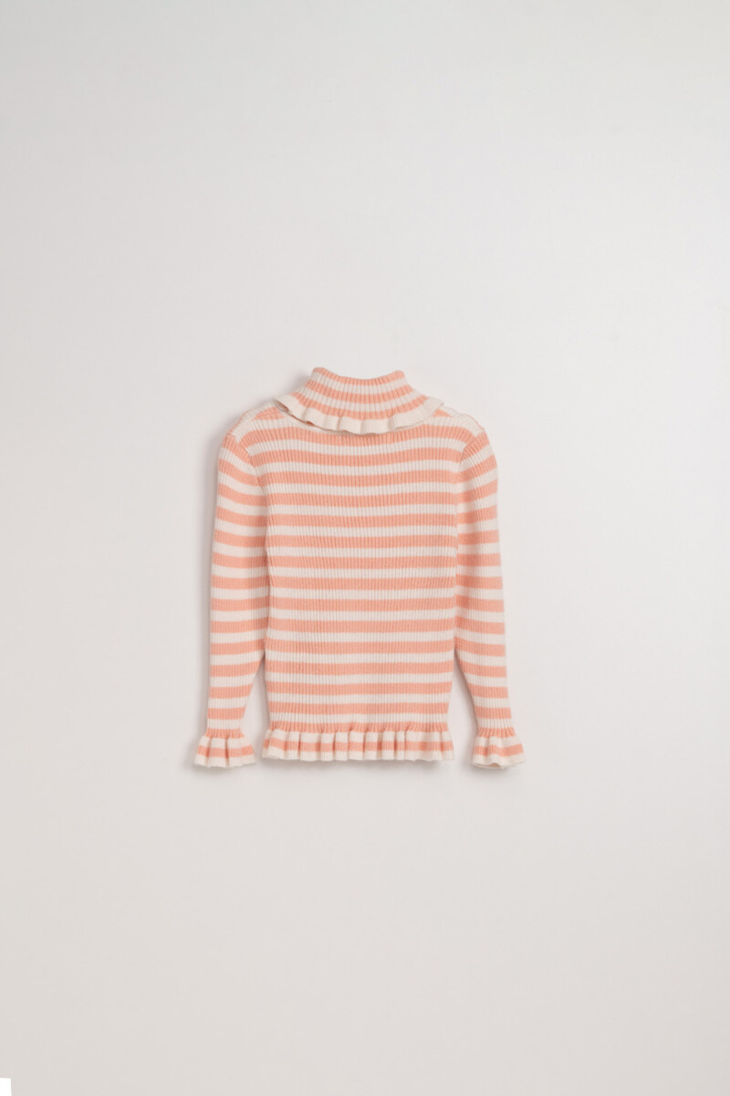 Polera de punto a rayas Salmón