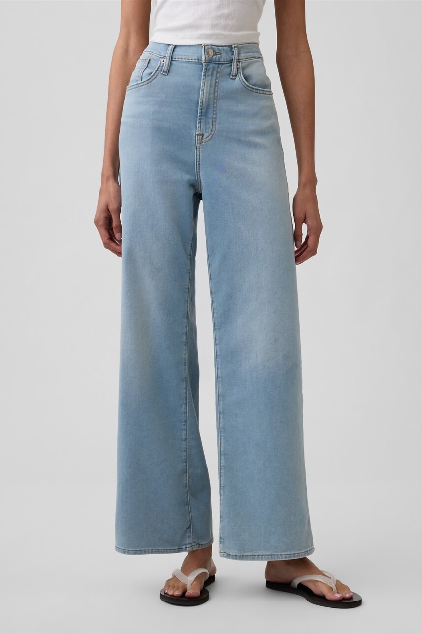 Jean Wide Leg Tiro Alto Mujer Light Wash