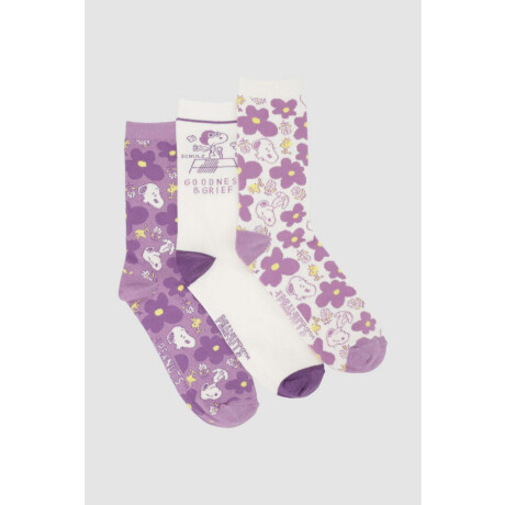 Pack x3 medias dama media caña  snoopy Variante 26