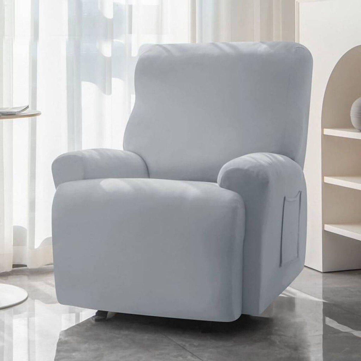 Funda sillón reclinable 1 cuerpo lisa - gris claro 