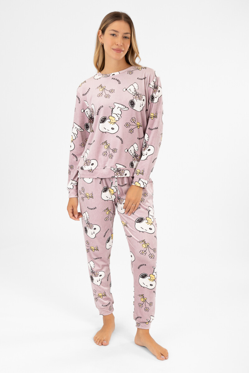 Pijama snoopy velour - Rosado 