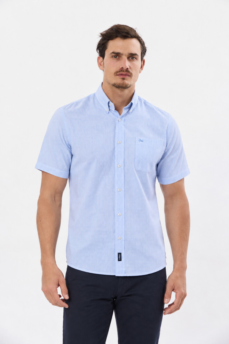 CAMISA CUADROS - Celeste 