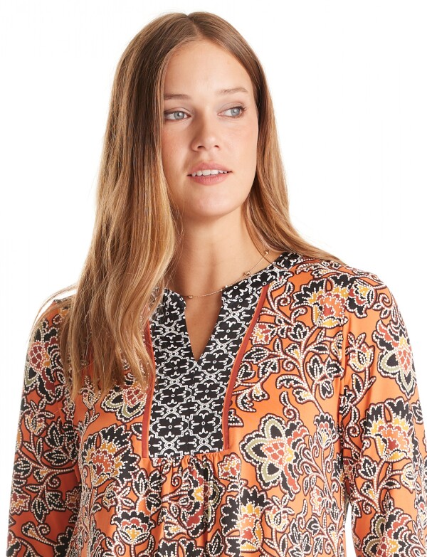 Blusa Flores Paisley ANARANJADO/MULTI