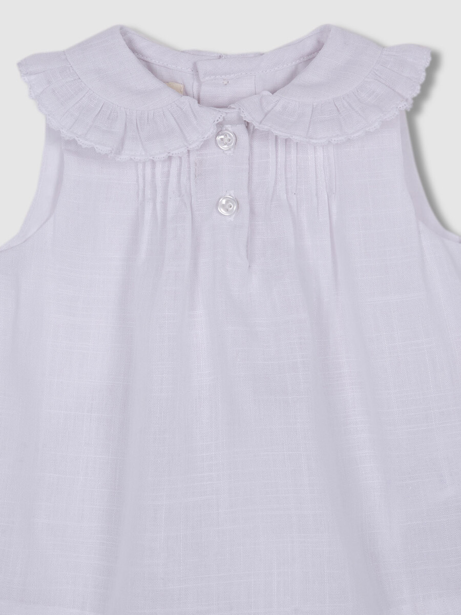 Vestido Blanco Con Cuello Blanco