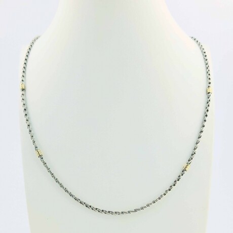 Gargantilla de plata 925 con detalles de double en oro 18Ktes. 50 cm. Gargantilla de plata 925 con detalles de double en oro 18Ktes. 50 cm.