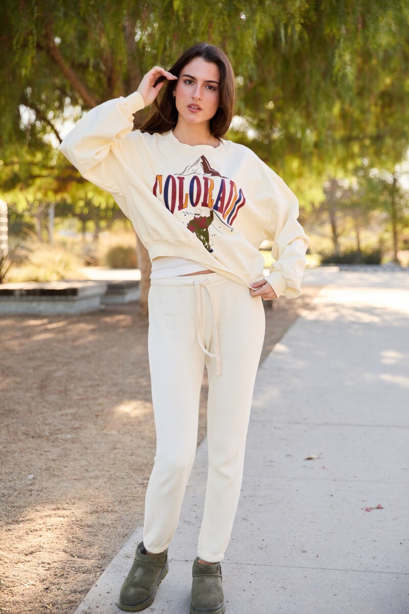Colorado Mountain Crewneck Beige