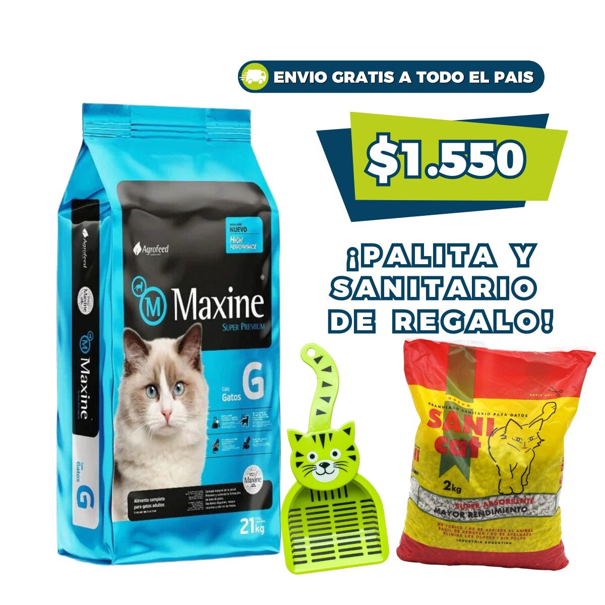 MAXINE GATOS ADULTOS - 7.5 KG + PALITA + SANITARIO DE REGALO 