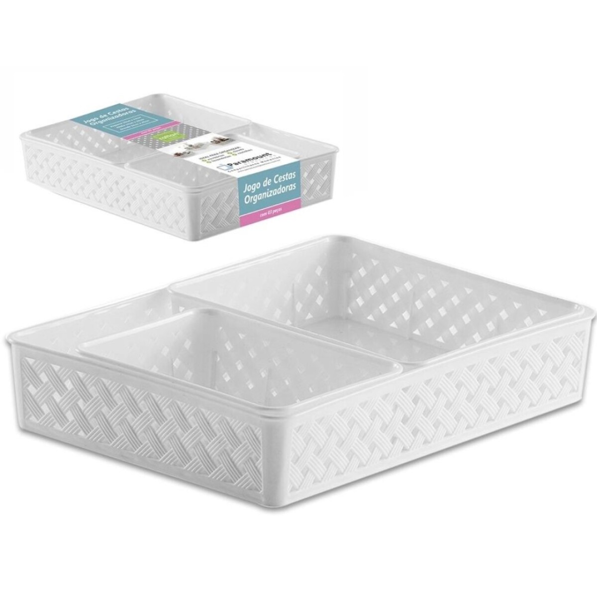 PACK ORGANIZADOR RATTAN X 3 U - BLANCO 