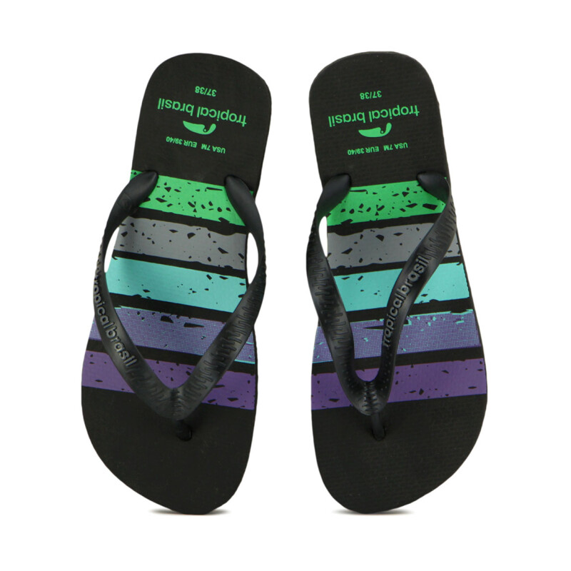 Tropical Brasil Ojota Estampado De Hombre - Negro Negro