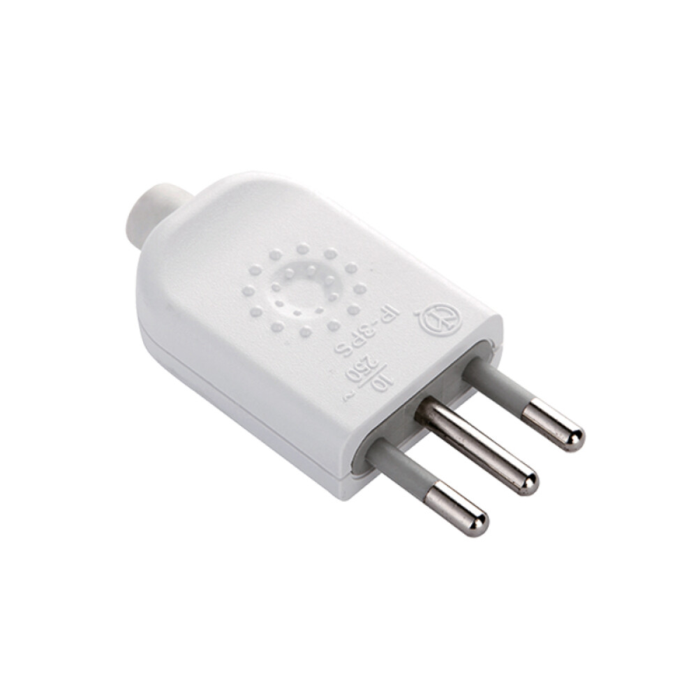 Ficha 3 en línea c/tierra 10A blanca - Electraline ELE05182