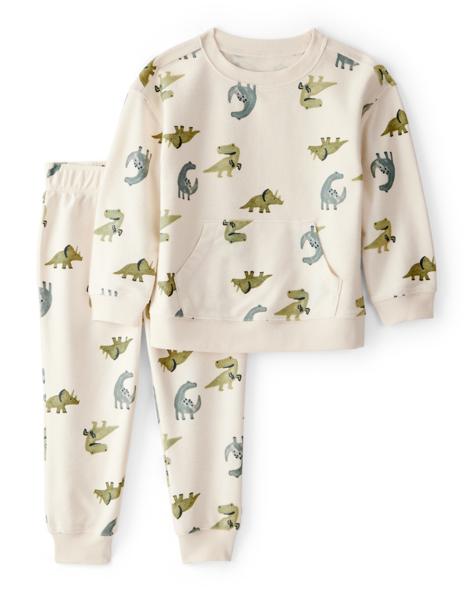 Set dos piezas de algodón, pantalón y buzo, diseño dinos Sin color