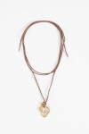 Collar acero con cordón dije irregular dorado